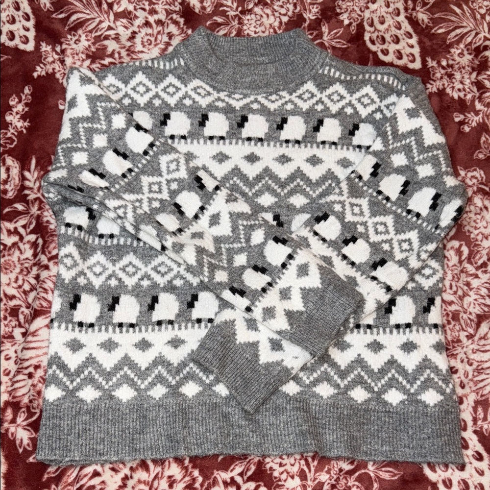 Jules & Leopold Gray and White Knit Sweater